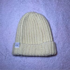 Frank & Oak Pale Yellow Ribbed Knit Beanie